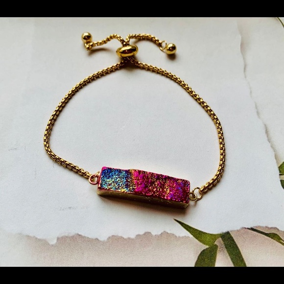 Druzy Bar Slider Bracelet - Picture 2 of 3